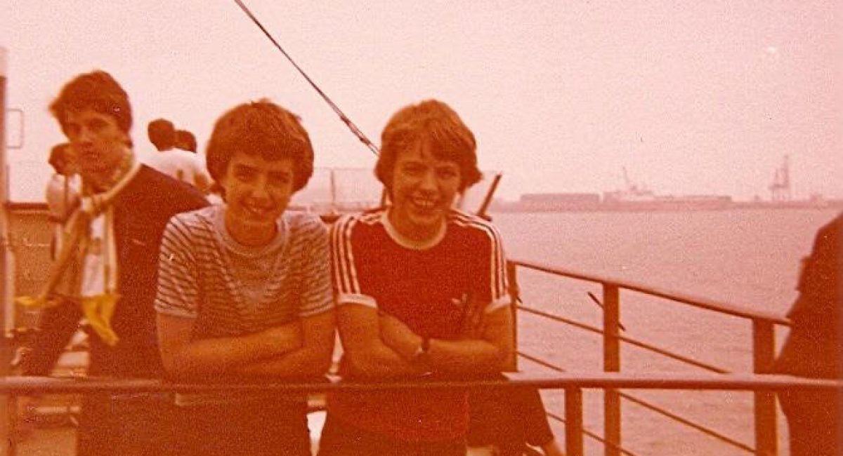 My brother Mark Spain and me on the ferry to Holland before Holland v Republic of Ireland September 1981.